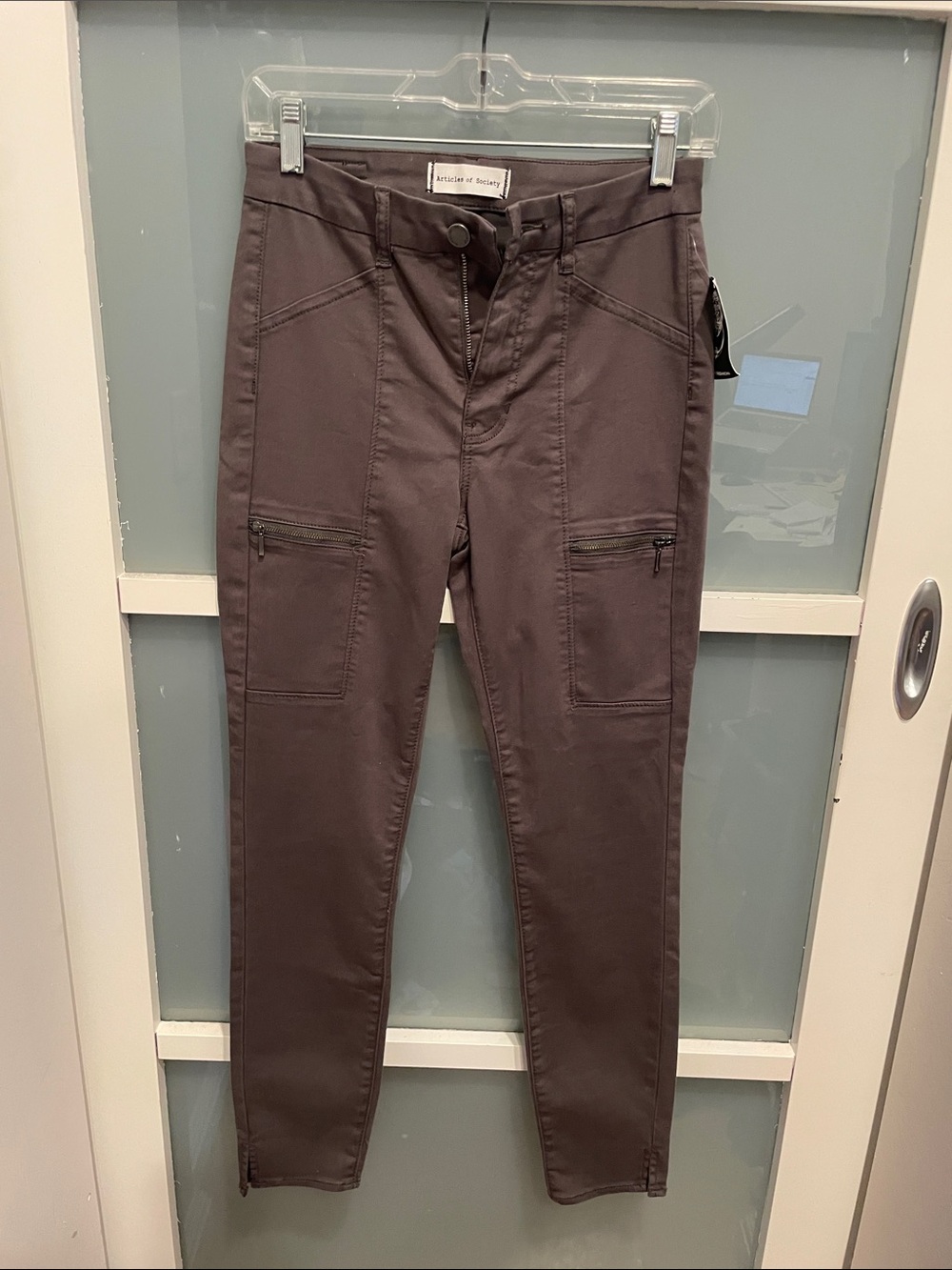 Articles Of Society Women’s Grey Cargo Zip-Pocket Pants, 25, NWT